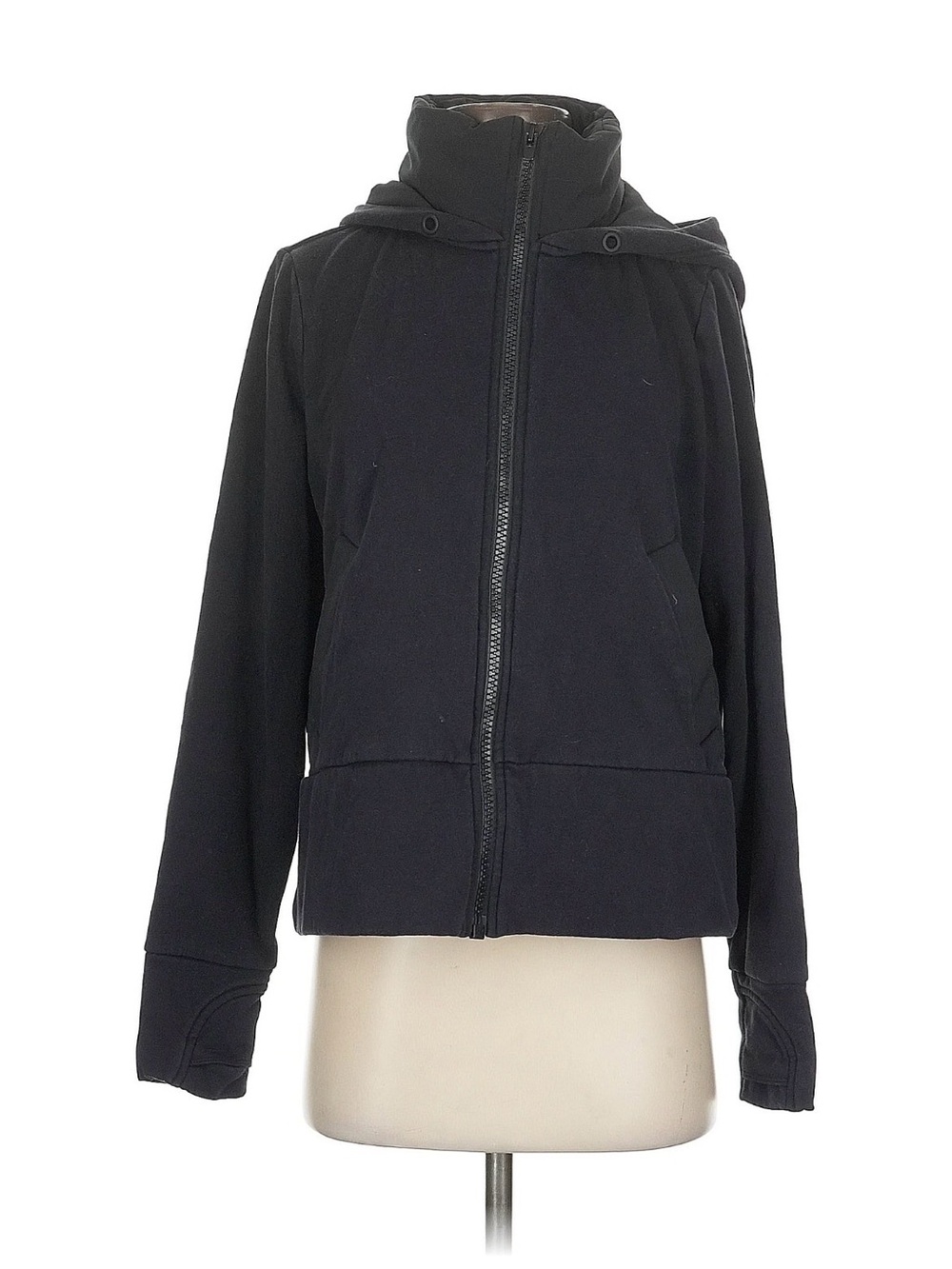 Athleta Black Hooded Zip Bomber Jacket